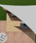 Customized 12 Ft By 12 Ft By 17 Ft Waterproof Sun Shade Sail Triangle for Outdoor Patio covering wood deck, light gray, UV blocking.