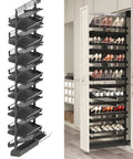 Heavy Duty Vertical Pull Out Shoe Rack With Slick Glide Sliding Trays For Hassle Free Casual Kick Keeper Setup And Clutter Free Closet Organized Smart Home Upgrade in two views, showcasing the slide-out tray design.