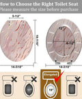 How to measure for an Elongated Rose Gold Marble Resin Toilet Seat for Bathroom with size dimensions displayed
