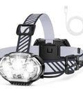 Rechargeable Headlamp With 5 LED Bulbs, Ultra Bright Up To 20000 Lumens, Red White Light Modes with USB-C cable