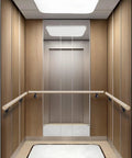Elevator interior with wood panels and handrails, featuring Heavy Duty Zinc Die Cast Handrail Bracket Set, Powder Coated Matte Black, 10 Pack With Mounting Hardware, Built To Last Durable Wall Mounts For Stair Railings Indoors Outdoors, Made In Taiwan for support.