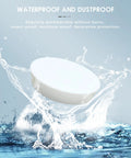 White 50 Mm Round Hole Plugs Set Of 6 For Flush Snap In Covers shown as waterproof and dustproof in a splash of water.