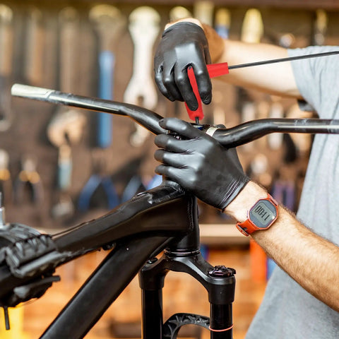 Using Dual End T27 Torx Key Wrench T Handle Set Pro Grade Built Tough Heavy Duty Carbon Steel on bike handlebars