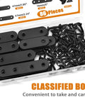 86 Pieces Black Flat Metal Bracket Set Mending Plates Stainless Steel Flat Brace Brackets in box with screws