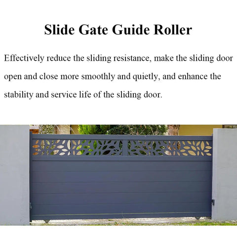 Sliding gate with decorative design using 4 Pack Slide Gate Guide Rollers For Sliding Doors Gate Roller Guides With Beefy Nylon Bodies