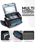 Rolling Teacher Tote Bag With Accordion File Organizer And Fifteen Point Six Inch Laptop Compartment showing internal pockets.