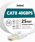 Cat 8 Ethernet Cable 25 Ft Ultra Fast 40Gbps 2000MHz Flat SFTP Patch Cable For Router Modem Switch Gaming Console PC