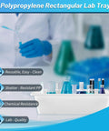 Three Pack Polypropylene Containment Trays For Lab Use 20 L By 14 W By 5 H Rectangular Lab Tray For Sterilizing And Drying