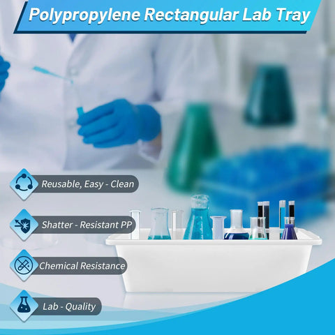Three Pack Polypropylene Containment Trays For Lab Use 20 L By 14 W By 5 H Rectangular Lab Tray For Sterilizing And Drying