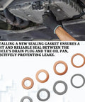 Mechanic using Oil Drain Plug Crush Washer Kit with 100 Pieces Aluminum and Copper Washers under car engine.