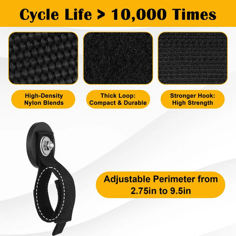 Heavy Duty Magnetic Hooks Strap Four Pack Magnetic Tool Holder Strap No Drill Garage Organizer with nylon blends and adjustable loop