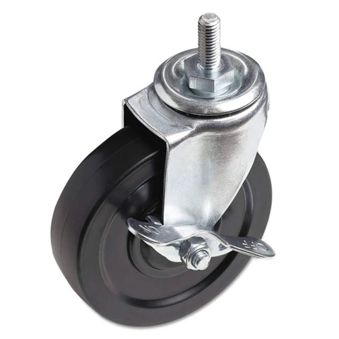 Heavy Duty Three Wheel Caster Set Featuring Dual Locking Swivel Wheels and Grip Ring Stem Mounts for Wire Shelving Units in Sleek Black