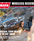 Hub Wireless Receiver For Truck, SUV And Jeep Winches With Bluetooth Control used via smartphone app in off-road scenario