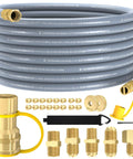 18 Ft Natural Gas Hose With Quick Connect For Propane To Natural Gas Conversion and Five Adapter Fittings for Outdoor Appliances