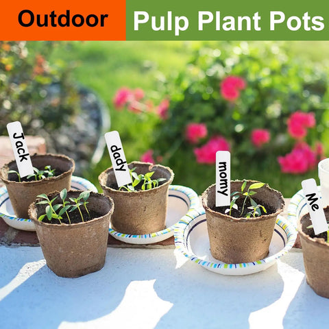 Bulk 130 Pack Organic Peat Pots 3 Inch Top Opening Plant Starter Pots With Drainage Holes in garden setting