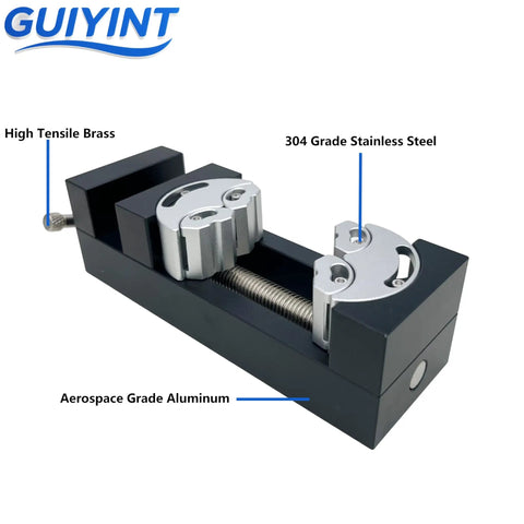 Mini Vise Clamp With Smart Fractal Design For Drill Press And Bench Use Built For Serious Woodworking Diy Projects And Repairs With Rock Solid Grip And Heavy Duty Self Adjusting CNC Machined Aerospace Aluminum made from stainless steel and brass.