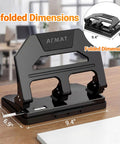 Heavy Duty 3 Hole Puncher With 40 Sheet Capacity, 50 Percent Less Effort Lever, Built In Paper Guide, Large Tray, Metal Construction