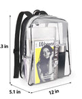 See Through Clear Backpack 16 Inch Large Capacity Bookbag For School College Work And Travel Black Transparent Design
