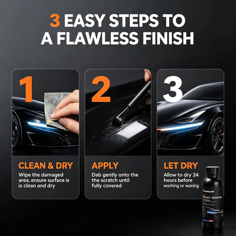 3 easy steps to a flawless finish using Freshen Up Your Ride With This Badass Car Touch Up Paint 50ml High Density Pigment Wheel Paint.