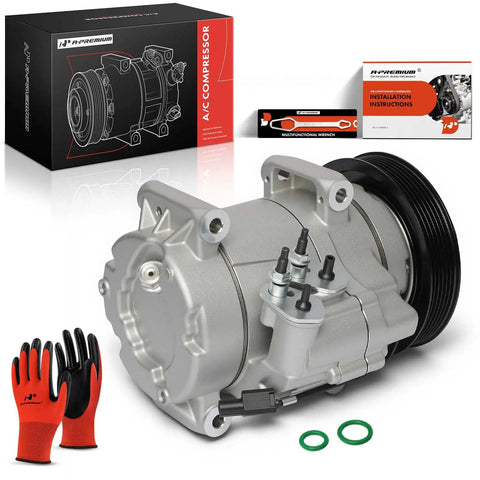 Premium Grade AC Compressor With Clutch Drop In Fix compatible with Acura MDX and Honda Pilot A10HF20 with installation instructions.