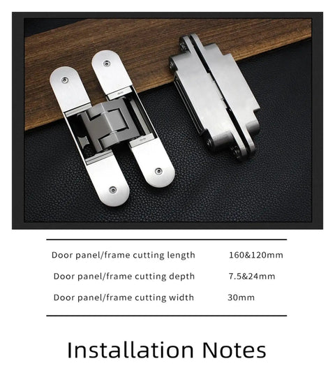Heavy Duty Invisible Hinge For Wooden Doors, 100kg Load, Rust Resistant 304 Stainless Steel, 3D Adjustable Concealed Hinge, TE 540 Style