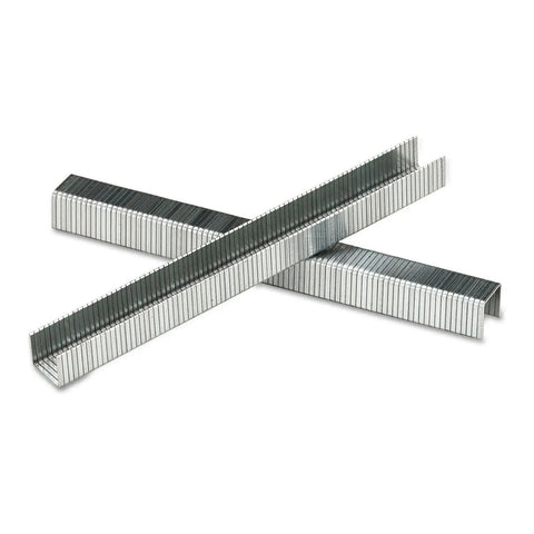 Heavy Duty Three Eighth Inch Tacker Staples Box Of One Thousand Silver Steel stacked, ideal for pneumatic staplers and DIY tasks.