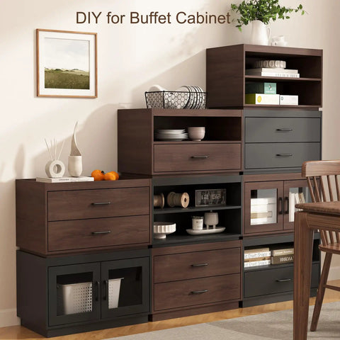Stackable Storage Drawers 28 Inch Wide Bins With Drawers And Compartments Built From Engineered Wood With A Sleek Metal Handle