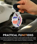Smooth Operator Coolant And Antifreeze Tester Featuring Crisp Gauge Readout And Heavy Duty Rubber Bulb Universal Fit For Car Truck Motorcycle in use.