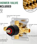 Oil Rubbed Bronze Shower Tub Kit With 8 Inch Rain Shower Head, Tub Spout, And Included Valve shower valve details