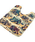 Vintage Farm Tractors U Shaped Toilet Rug Non Slip Absorbent Bath Mat Soft Polyester Fiber Machine Washable Bathroom Mat 24x20 Inches Cozy Ultra Plush TPR Backing Quick Dry For Home showing tractor design.