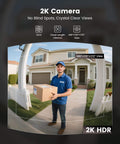 2K HDR camera showing delivery person at front door, part of All In One Dope Smart Door Lock With Camera And Video Doorbell system.