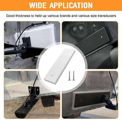 Marine Grade Transducer Mounting Plate Kit For Boats 0.8 Inch Thick White Transom Mounting Block installation examples