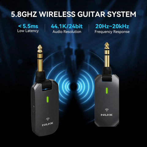 5.8 GHz Wireless Guitar System for Active and Passive Guitars with Charging Case and UHF Transmitter Receiver