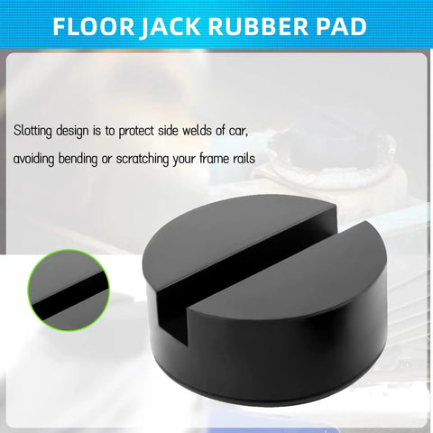 Universal Rubber Floor Jack Pad Set 2 Pack With Pinch Weld Jack Pad Adapter shown close-up with slotted design
