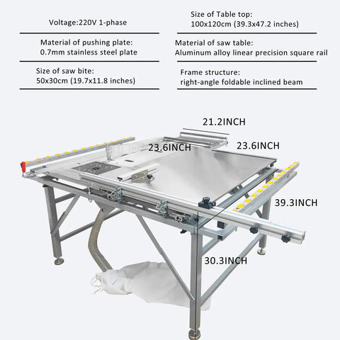 Heavy Duty Table Saw With Anti Chip Dust Filter And Precision Dual Blades For Butter Smooth Cuts Shop Grade Workbench Setup 220V