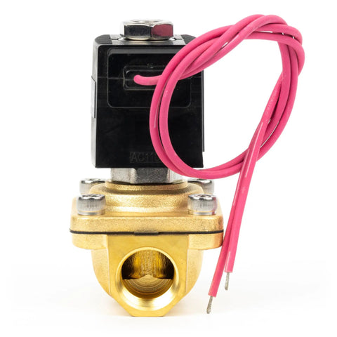 Half Inch Brass Solenoid Valve 110V AC Normally Closed With Viton Seal Lead Wire For Air Water Oil Gas
