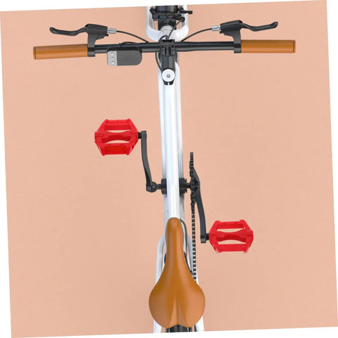 Top view of bicycle with red 2 Pack Mountain Bike Pedals For Kids And Adults, Comfy, Grippy, Stable Bike Pedals For Easy, Better Control