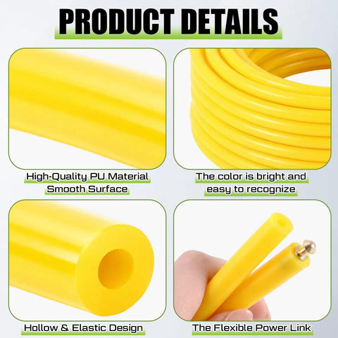 Fifty Foot Hollow Round Belt With Three Eighths Inch Diameter High Performance Flexible Polyurethane Drive Belt For Food Conveyor Transmission Systems Smooth Surface Durable Tough Wear Resistant Yellow shown coiled with hollow core and connector.