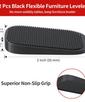 32 Piece Silicone Shims Furniture Levelers Set showing black non-slip leveling shim with dimensions for home improvement use.
