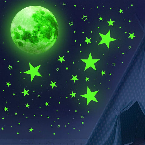 1086 Piece Glow In The Dark Stars And Moon Wall Decals Set For Ceiling And Walls Solar System Galaxy Kids Bedroom Living Room