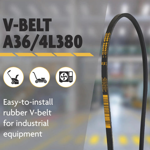 Heavy Duty Wrapped V Belt Rubber Construction With Strong Polyester Cord Low Elongation Half Inch By Thirty Eight Inch