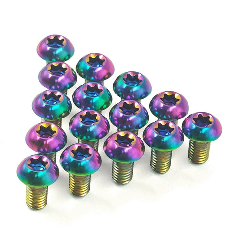 Set Of 4 Titanium M5 X 12mm Water Bottle Cage Bolts For MTB Bikes Colorful 6Al4V Grade 5 Titanium Alloy Button Torx T25 Drive