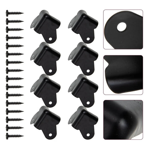 Black Iron Corner Guards For Cabinets And Speakers, Tough As Nails Heavy Duty Metal Corner Protectors Set of Eight with screws