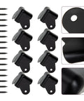 Iron Corner Guards For Cabinets And Speakers, Heavy Duty Furniture Edge Protectors In Black, with screws and close-up detail