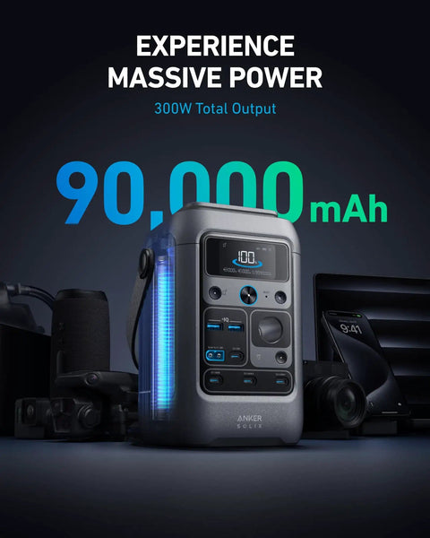 C300 DC Portable Power Station 288Wh LiFePO4 Battery 300W Solar Generator For Camping Travel And Emergencies Outdoor