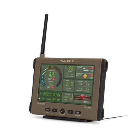 Side view of Optimus Weather Station With WiFi HD Display Solar Power Pack Lightning Detection Indoor Outdoor Temperature And Humidity