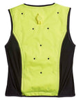 Back view of Unisex Premium Dry Evaporative Cooling Vest With Zipper In Lime High Visibility 3X Large showing cooling panel