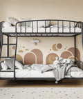 Rock Solid Twin Over Full Bunk Bed With Secure Ladder And Safety Railings For Kids And Adults in a cozy bedroom setup.