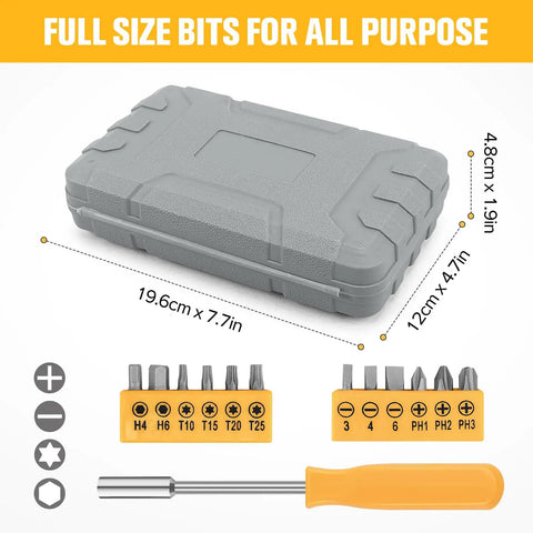 24 Piece Mini Tool Kit With Storage Box For Home DIY Office And Garage Yellow Ready To Roll Compact Hand Tool Set