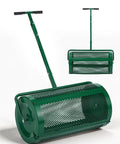 Heavy Duty 30 Inch Compost And Peat Moss Spreader With Push Or Tow Handle Adjustable Height Powder Coated Steel Basket 3.4 Cu Ft Capacity